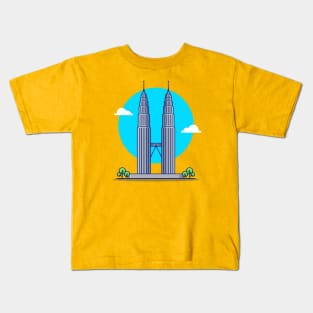 Petronas Twin Tower Cartoon Illustration Kids T-Shirt